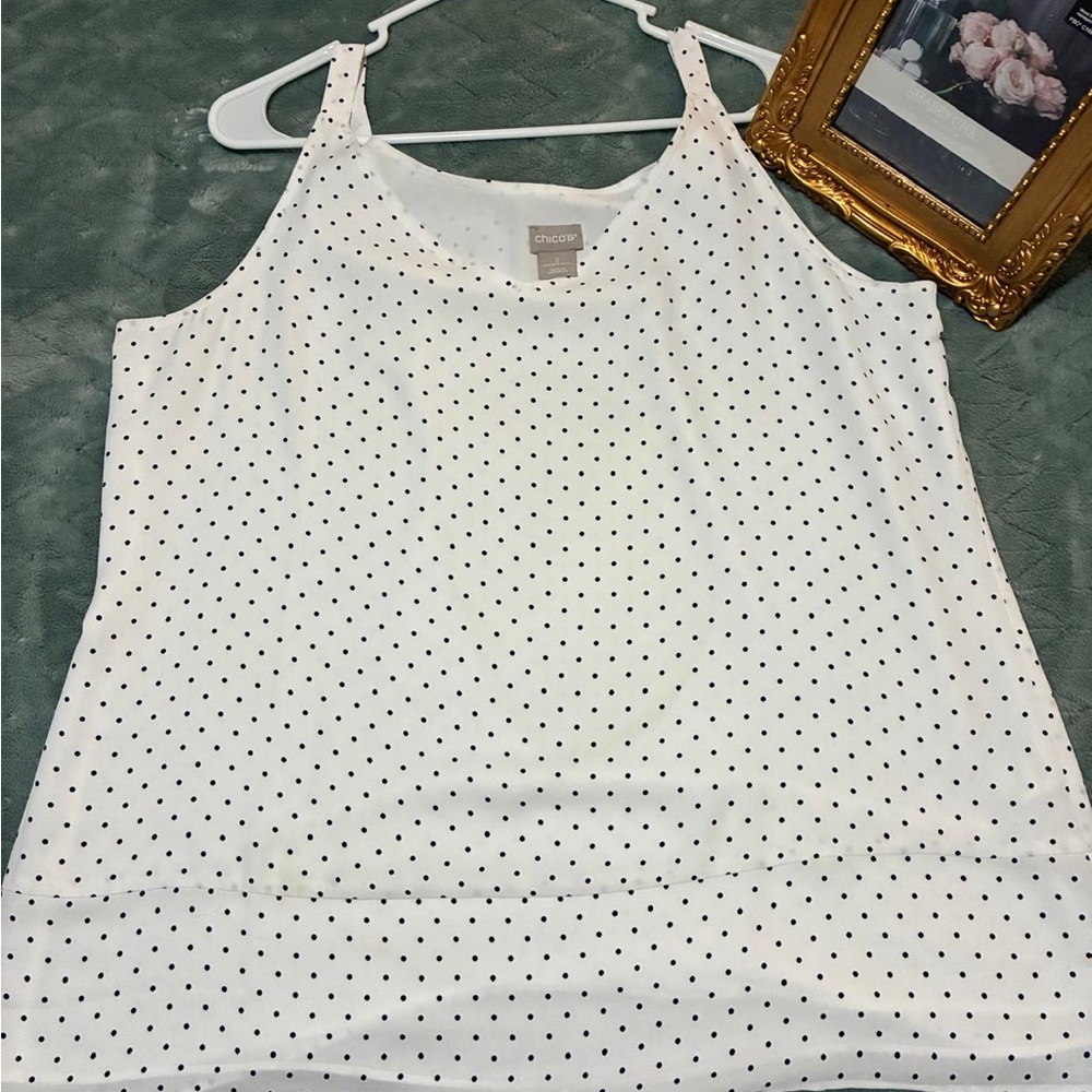 Chico's White and Black Polka Dot Camisole